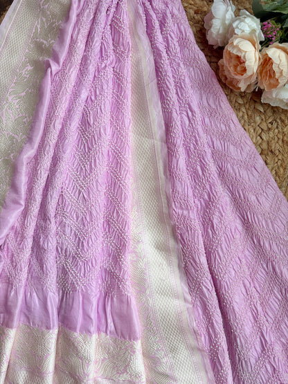 Katan Parsi Lilac Bandhej Dupatta