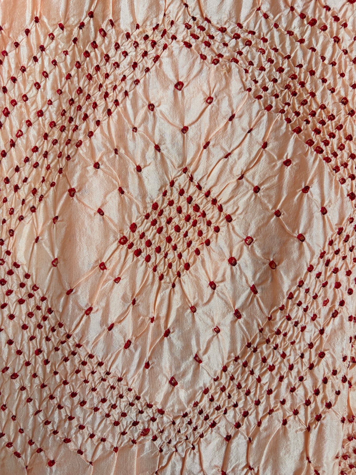 Katan Parsi Red Rai Dana Beige Peach Bandhej Dupatta