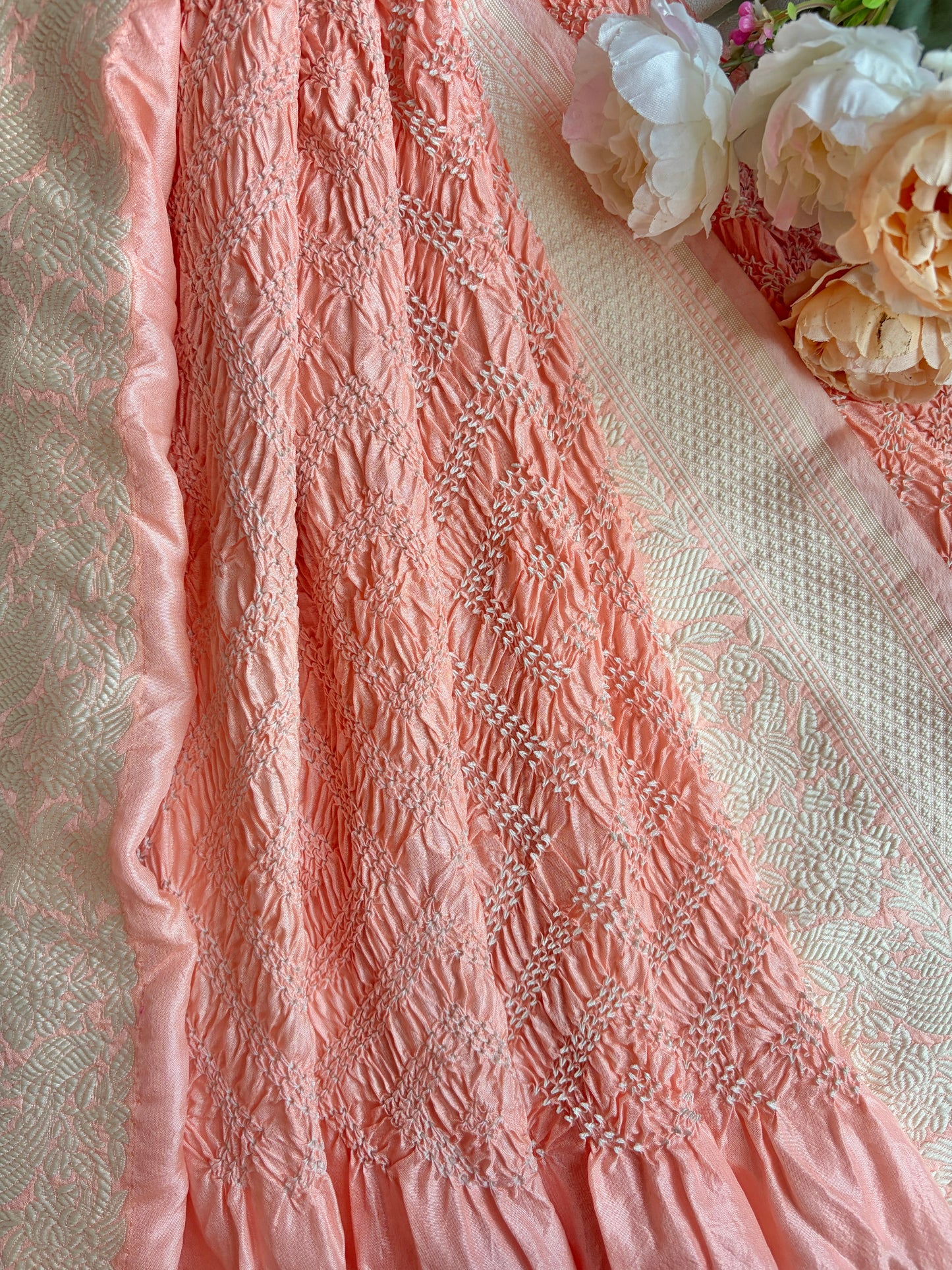 Katan Parsi Rai Dana Pastel Pink Bandhej Dupatta