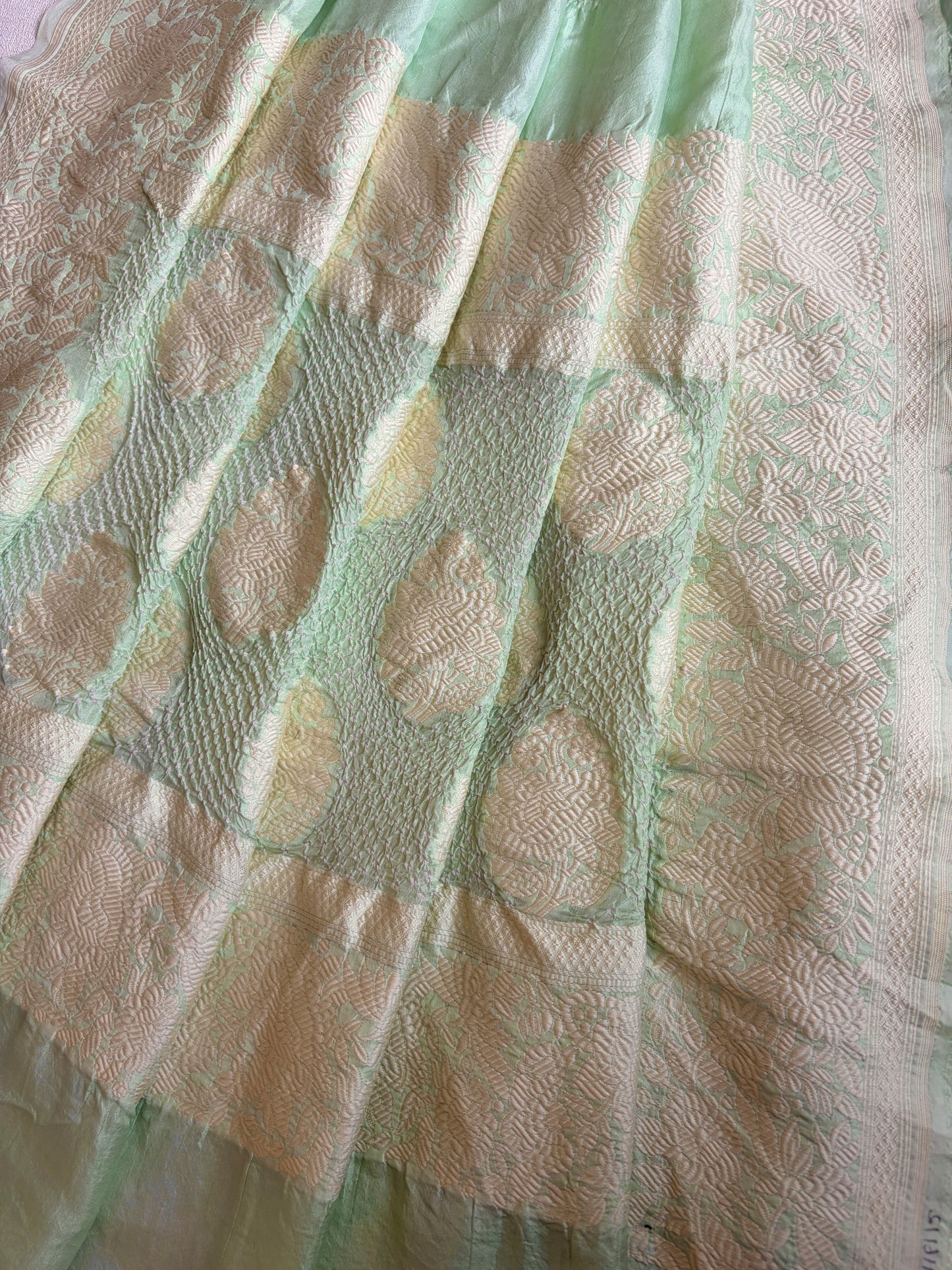 Katan Parsi Mint Green Bandhej Dupatta