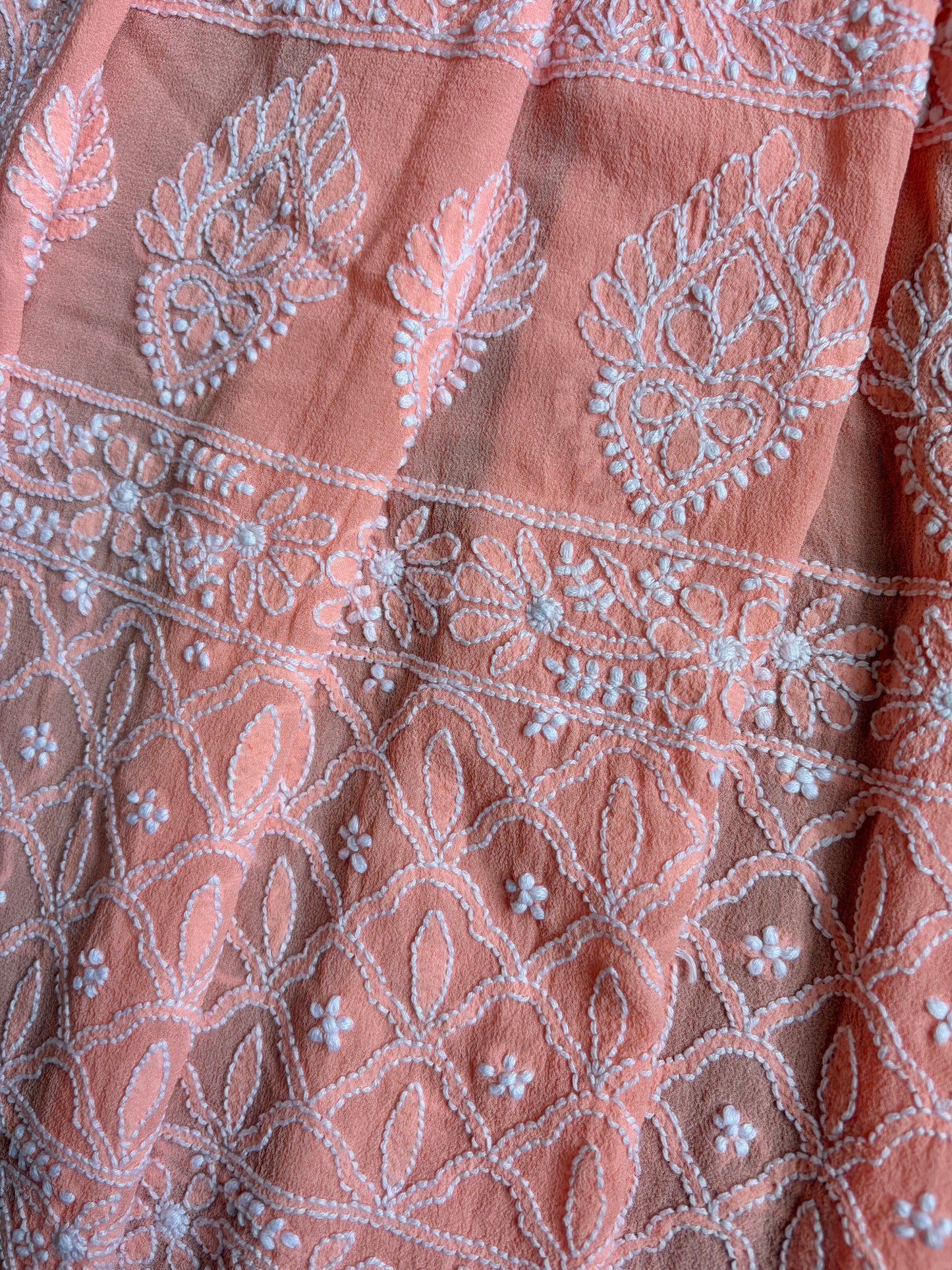 Georgette Lucknowi Baby Pink Bandhej Dupatta