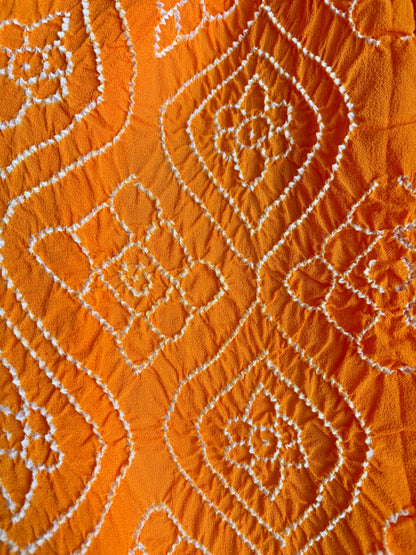 Georgette Lucknowi Orange Bandhej Dupatta