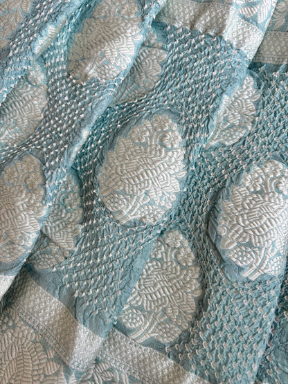 Katan Parsi Mint Green Sky Blue Bandhej Dupatta