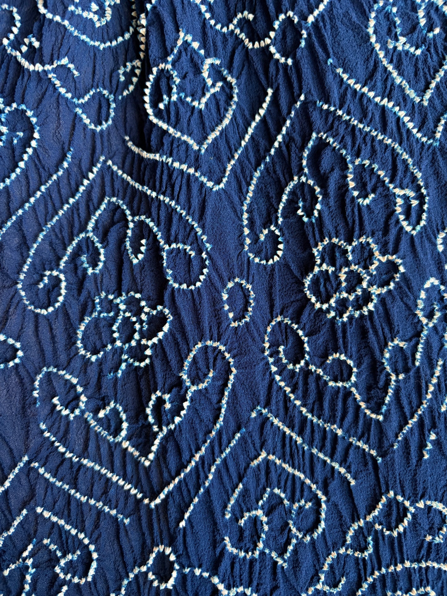 Georgette Royal Blue Lucknowi Bandhej Dupatta
