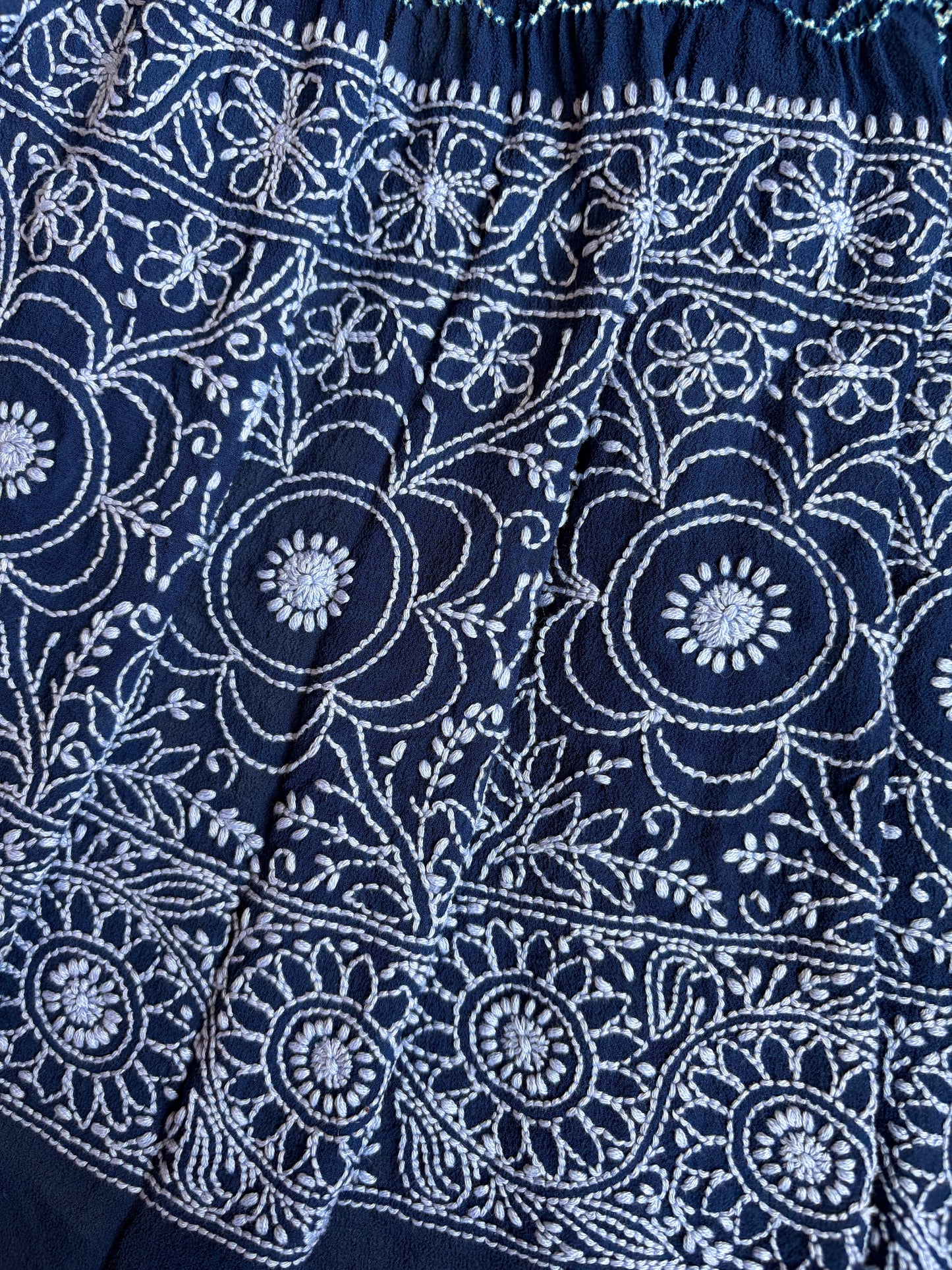 Georgette Royal Blue Lucknowi Bandhej Dupatta