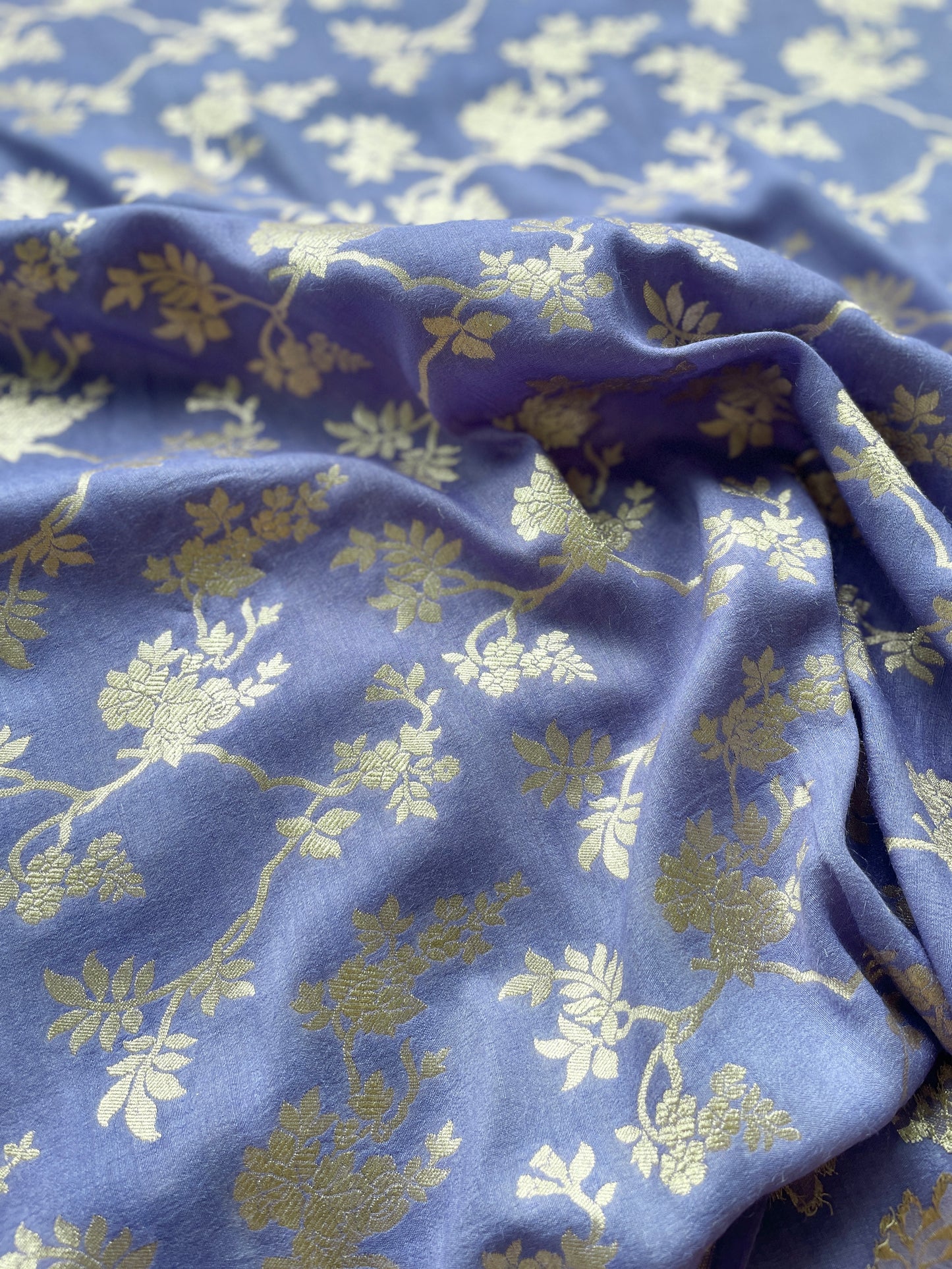 Moonga Kadhua Jaal Powder Blue Fabric
