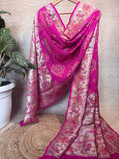 Georgette Meenakari Boota Paithani Bandhej Rani Dupatta
