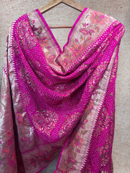 Georgette Meenakari Boota Paithani Bandhej Rani Dupatta