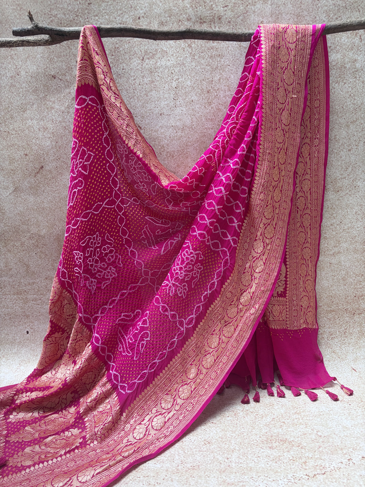 Georgette Banarasi Bandhej Rani Dupatta