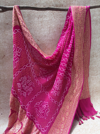 Georgette Banarasi Bandhej Rani Dupatta
