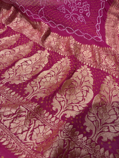 Georgette Banarasi Bandhej Rani Dupatta