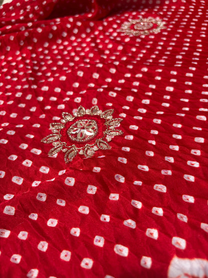 Laal Gulaab Gajji Bandhej Dupatta