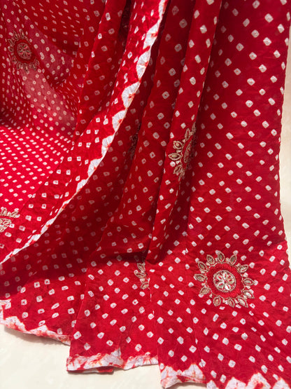 Laal Gulaab Gajji Bandhej Dupatta