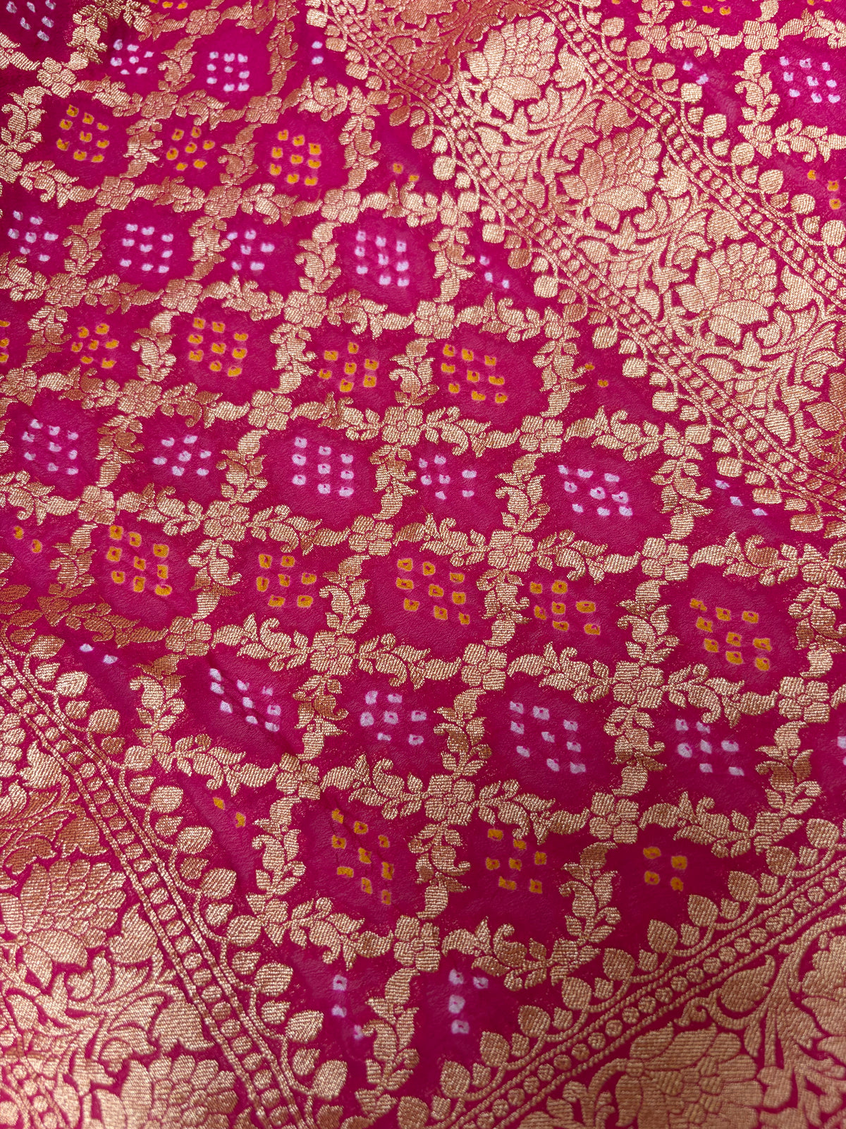 Georgette Jaal Weaving Rani Bandhej Dupatta