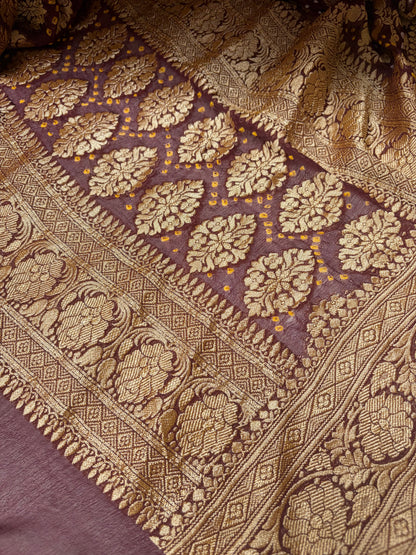 Georgette Jaal Ombre Lilac Bandhej Dupatta