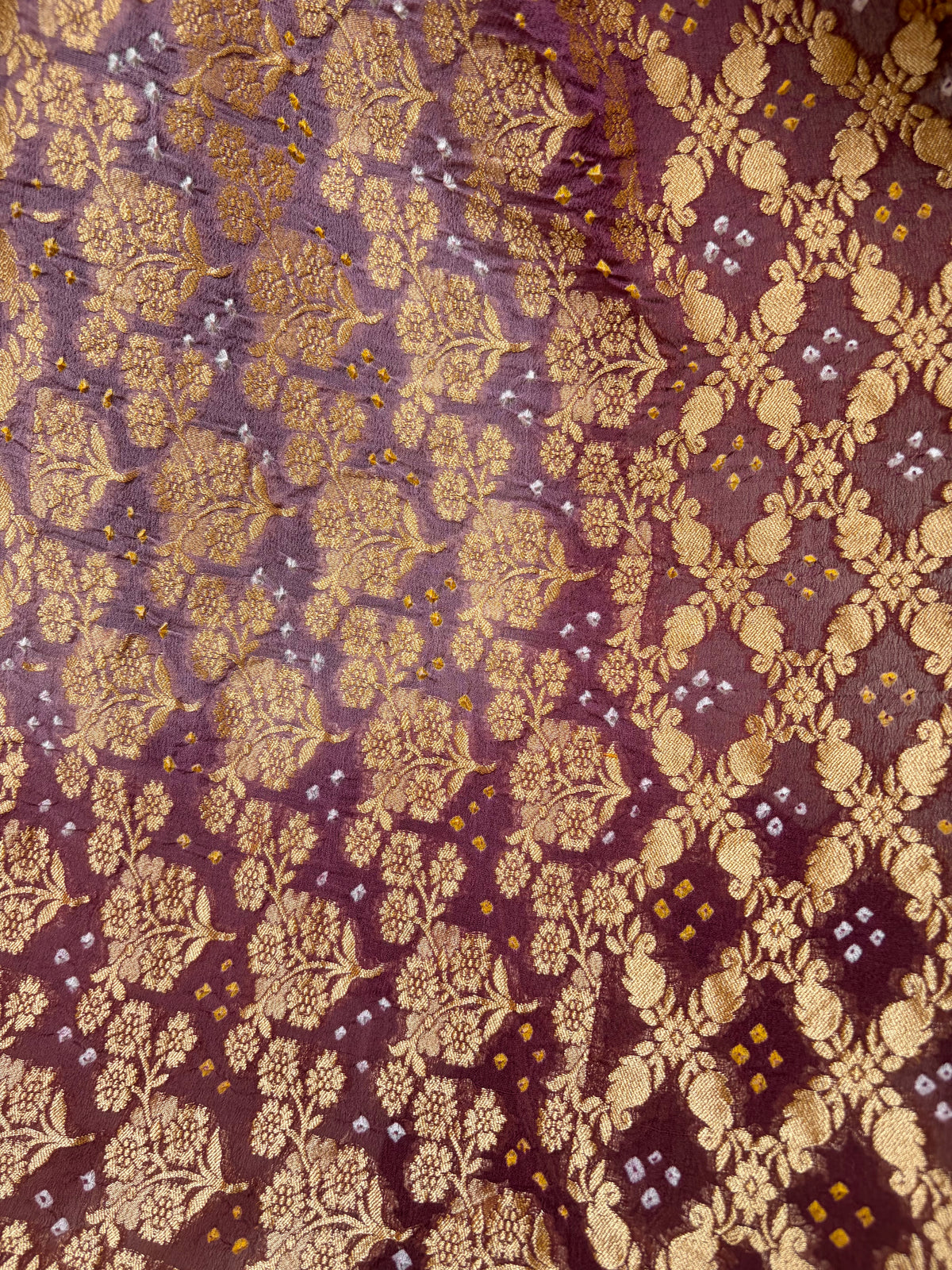 Georgette Jaal Ombre Lilac Bandhej Dupatta