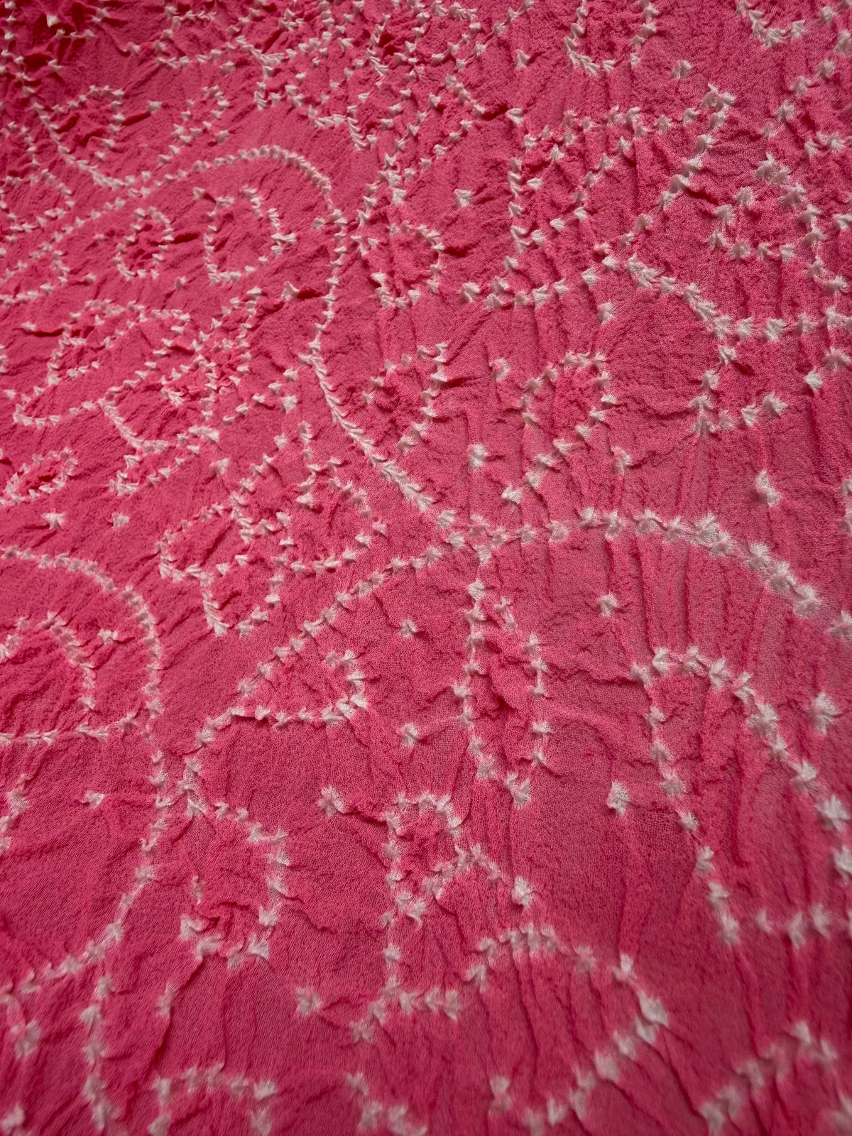 Georgette Lucknowi Pink Bandhej Dupatta