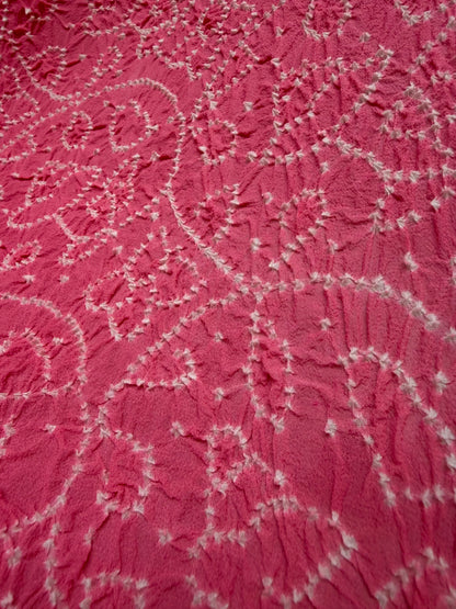 Georgette Lucknowi Pink Bandhej Dupatta