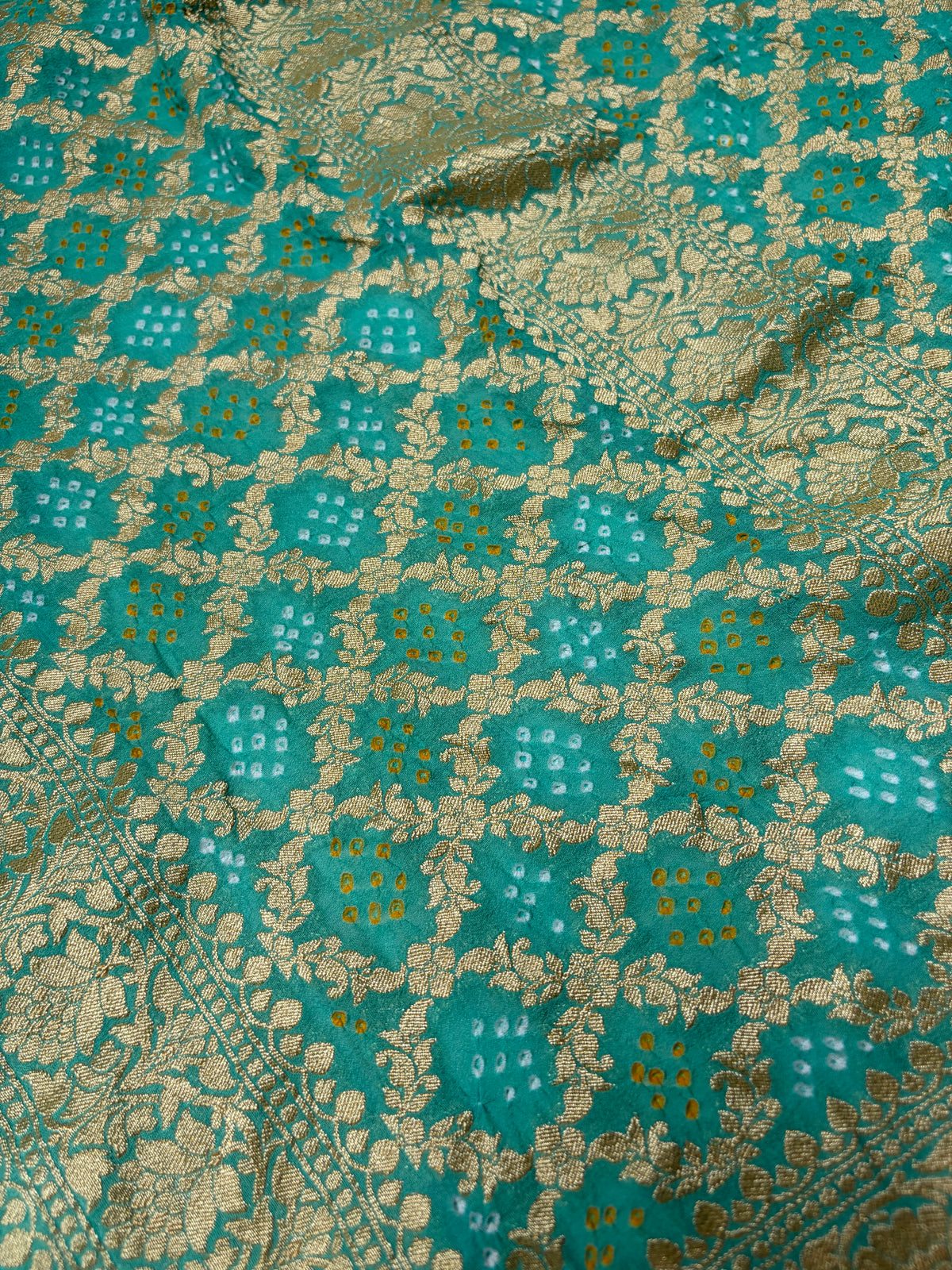 Georgette Jaal Weaving Sea Green Bandhej Dupatta