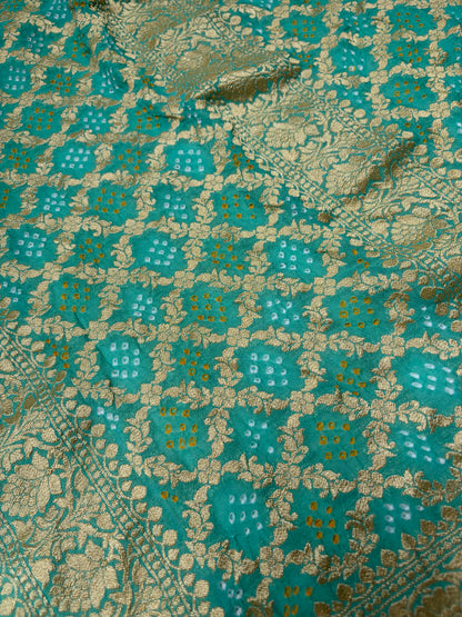 Georgette Jaal Weaving Sea Green Bandhej Dupatta