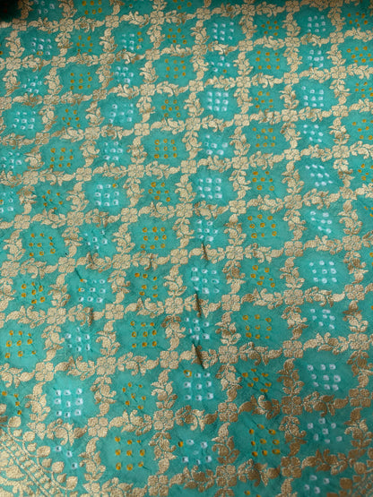 Georgette Jaal Weaving Sea Green Bandhej Dupatta