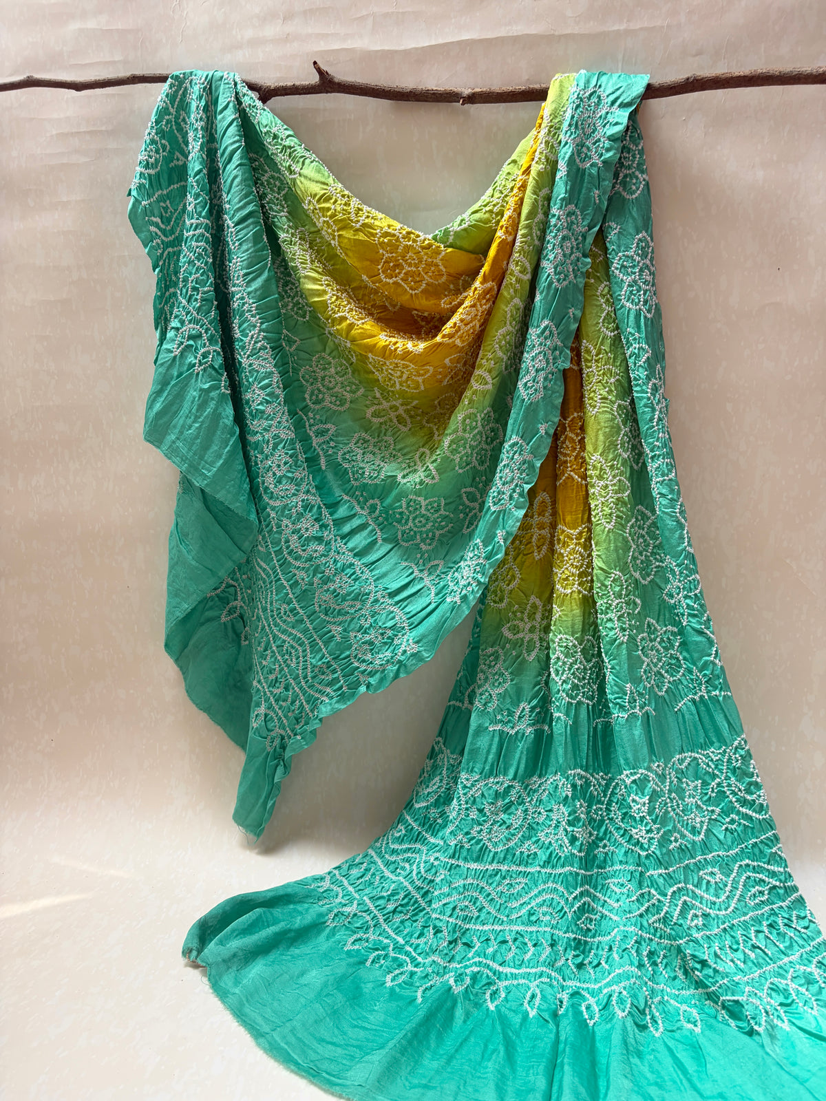 Gajji Rai Dana Yellow-Blue-Green Ombre Dupatta