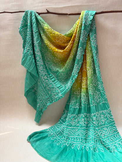 Gajji Rai Dana Yellow-Blue-Green Ombre Dupatta