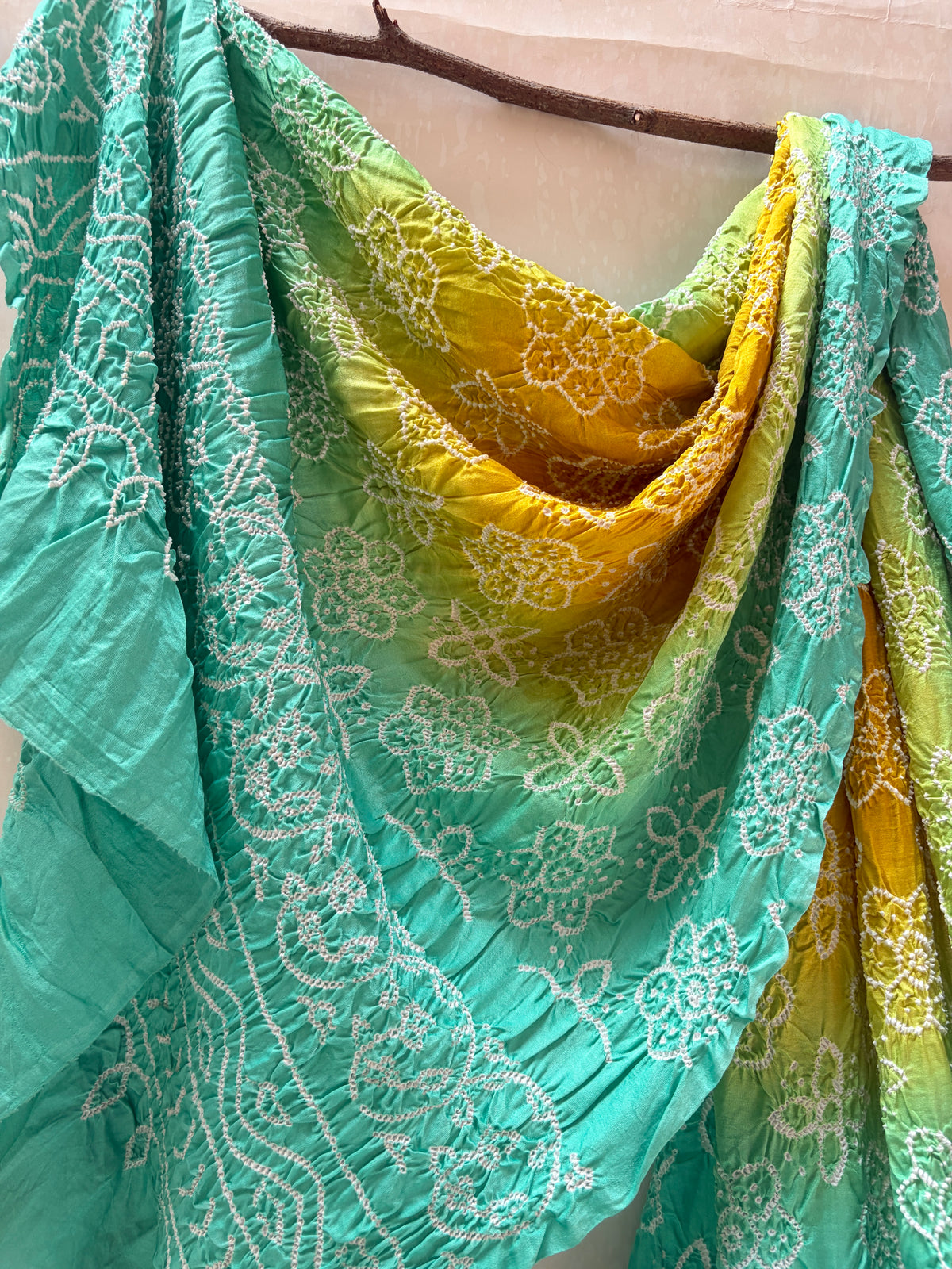 Gajji Rai Dana Yellow-Blue-Green Ombre Dupatta