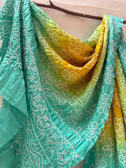 Gajji Rai Dana Yellow-Blue-Green Ombre Dupatta