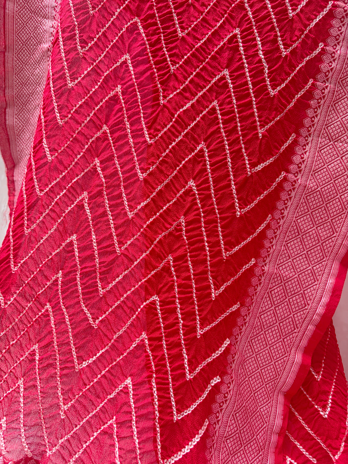 Georgette Rai Dana Red Stole Bandhej Dupatta