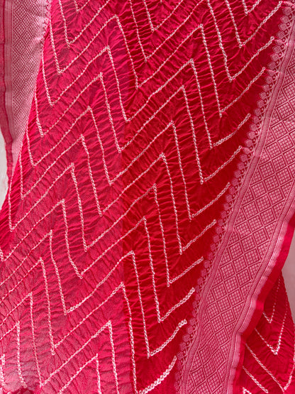 Georgette Rai Dana Red Stole Bandhej Dupatta