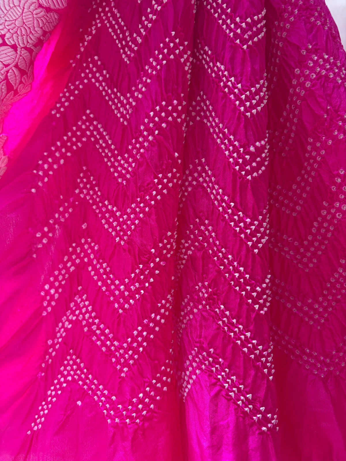 Katan Silk Parsi Pink Bandhej Dupatta