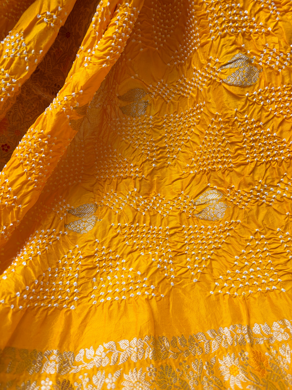 Katan Boota Meenakari Yellow Bandhej Dupatta