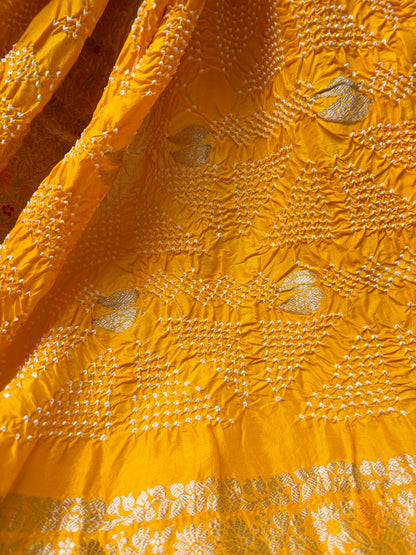 Katan Boota Meenakari Yellow Bandhej Dupatta