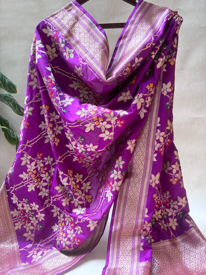 Katan Meenakari Zari Purple Dupatta
