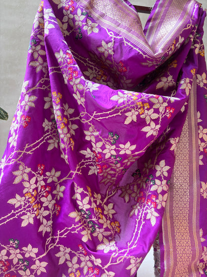 Katan Meenakari Zari Purple Dupatta