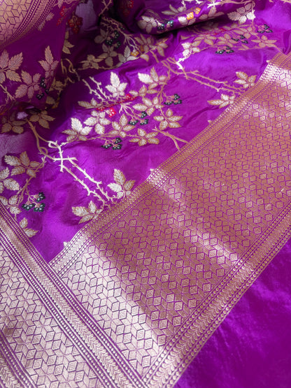 Katan Meenakari Zari Purple Dupatta