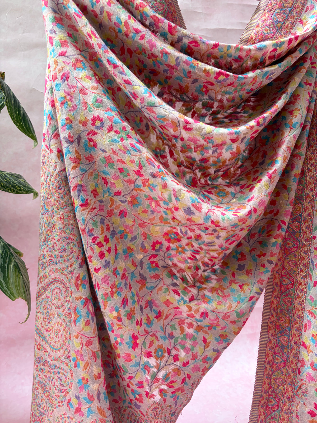 Moonga Pashmina Phulkari Multicolour Dupatta