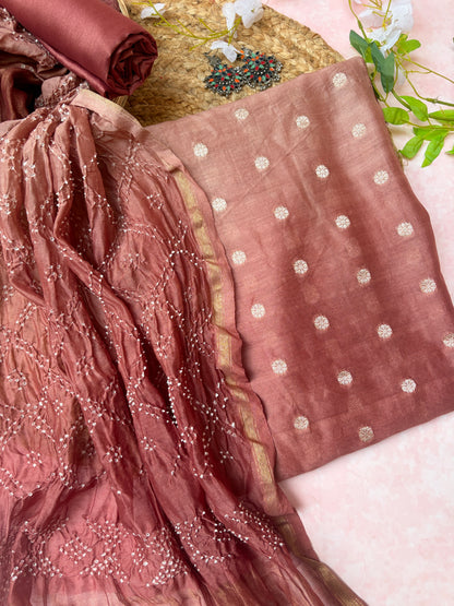 Chanderi Boota Kurta with Bandhej Dupatta Ombre Brown Suit Set