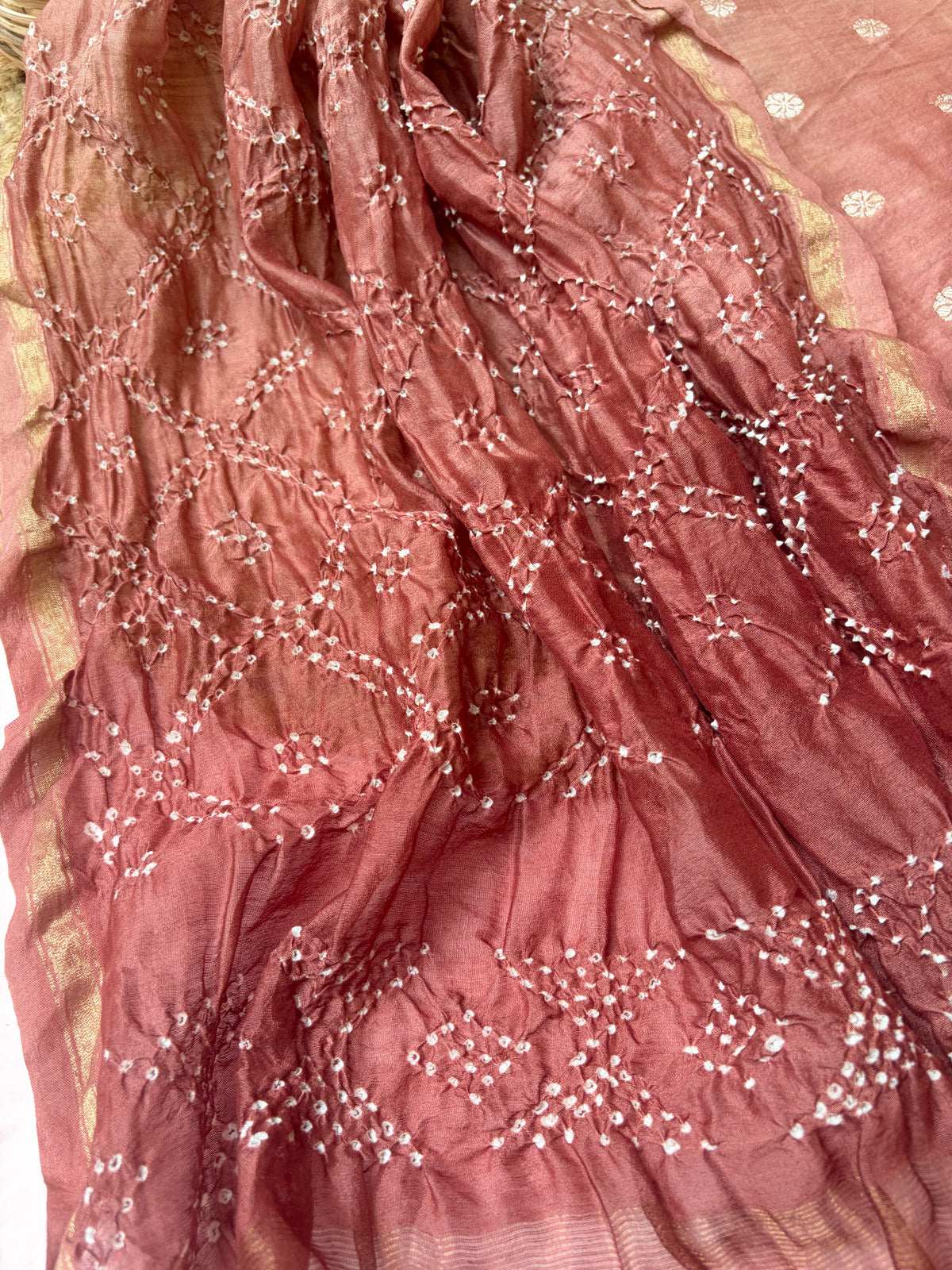 Chanderi Boota Kurta with Bandhej Dupatta Ombre Brown Suit Set