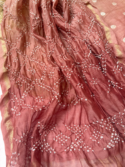 Chanderi Boota Kurta with Bandhej Dupatta Ombre Brown Suit Set
