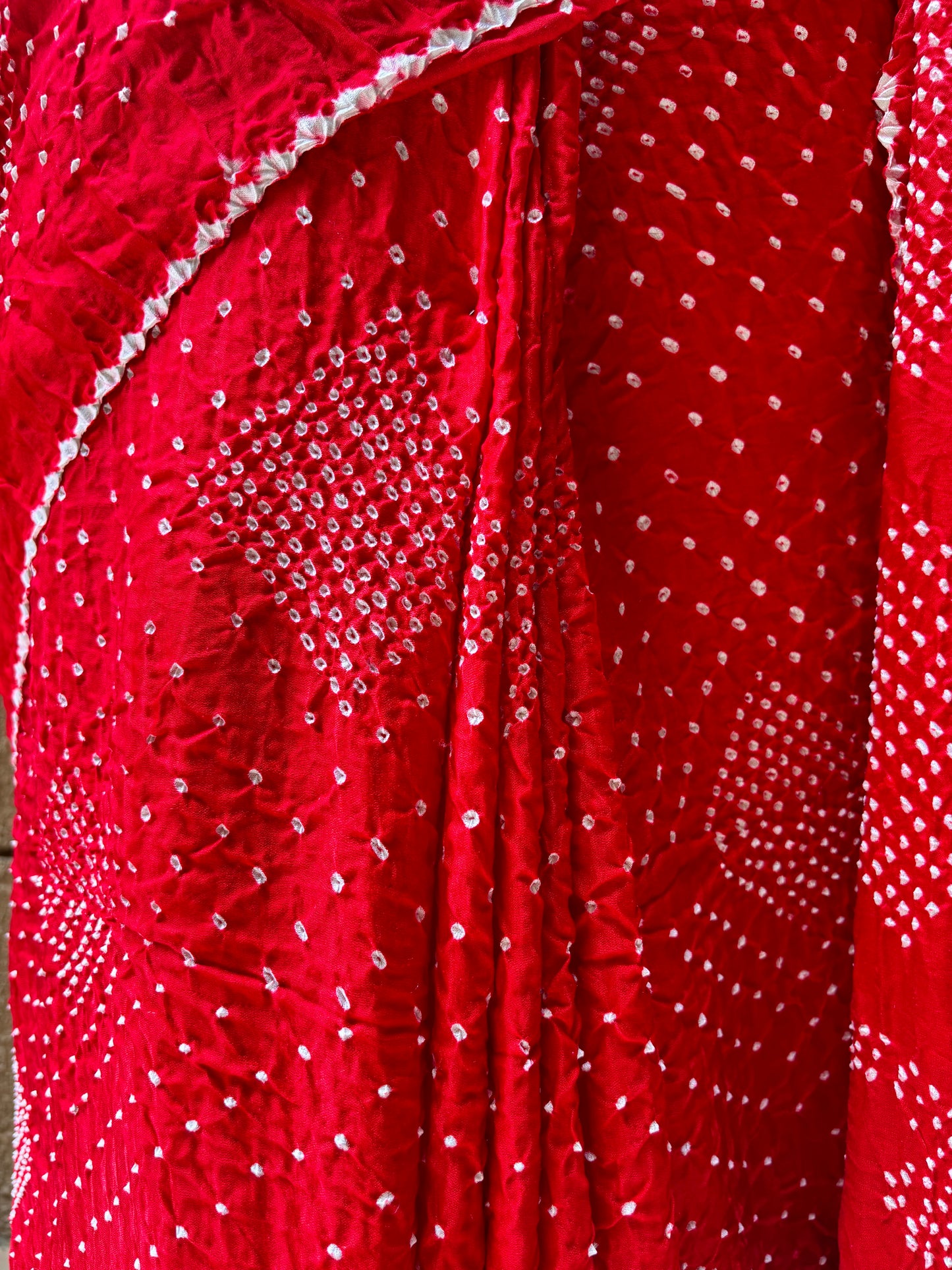 Red (White Rai Dana) Bandhej Saree