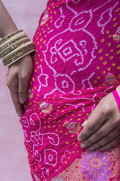 Georgette Neemzari Tilfi Sona Rupa Rani Bandhej Saree