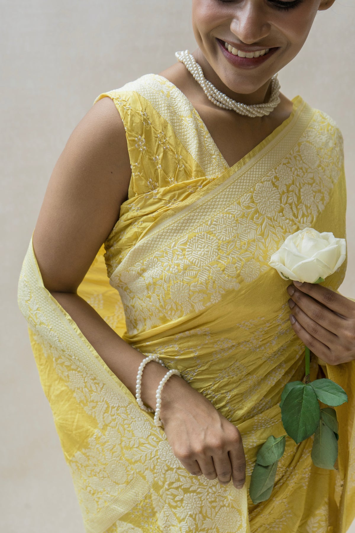 Katan Parsi Rai Dana Lime Green Bandhej Saree