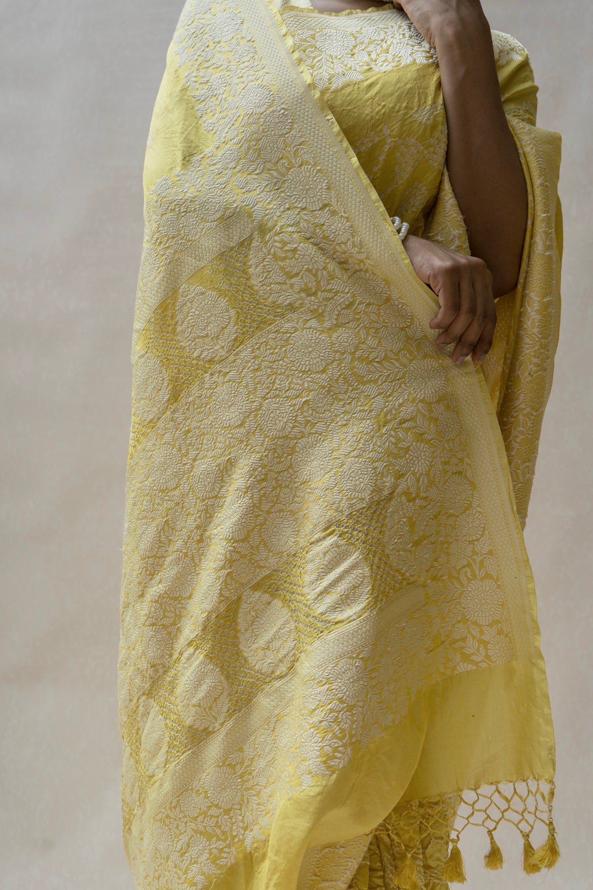 Katan Parsi Rai Dana Lime Green Bandhej Saree
