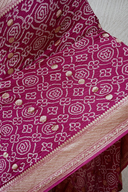 Georgette Boota Rai Dana Grape Purple Bandhej Saree