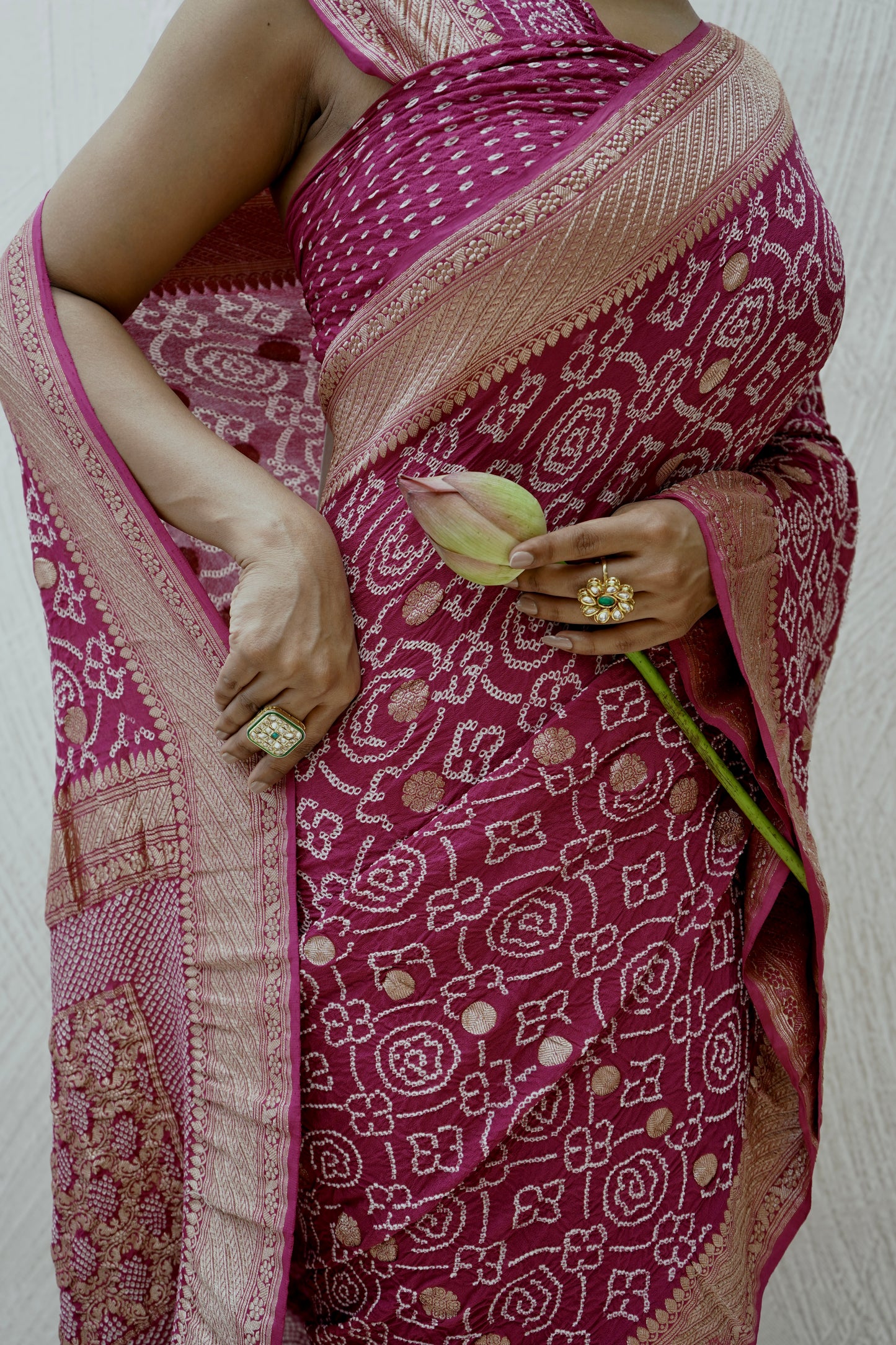 Georgette Boota Rai Dana Grape Purple Bandhej Saree