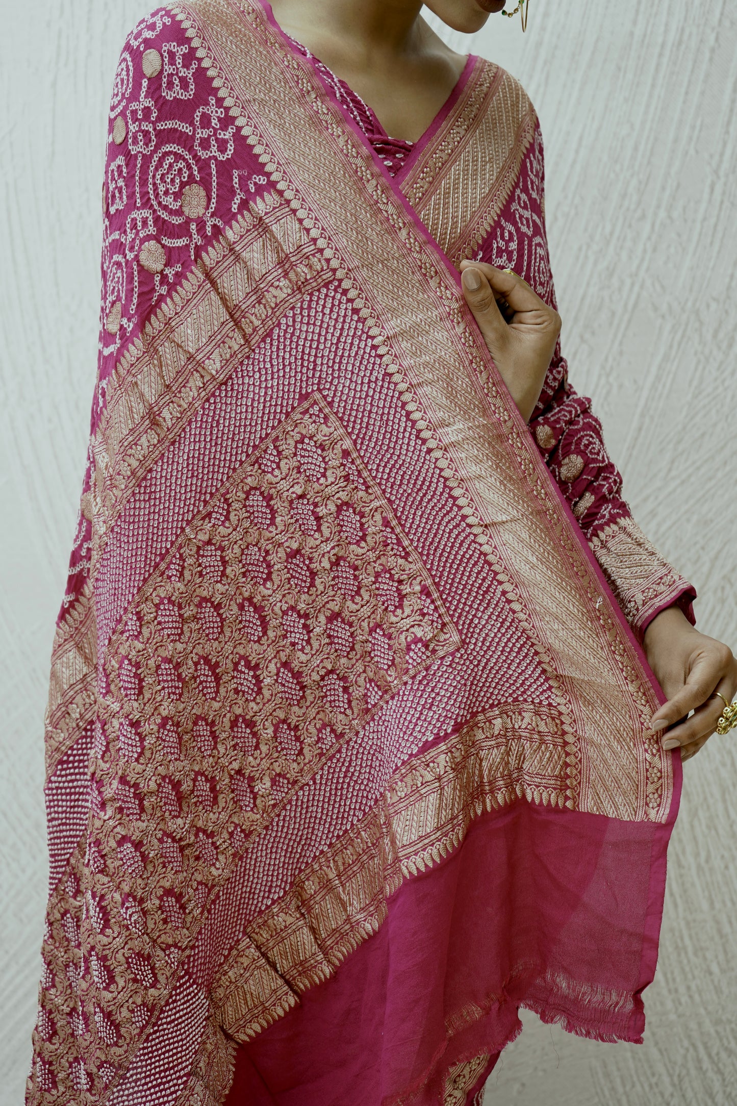 Georgette Boota Rai Dana Grape Purple Bandhej Saree
