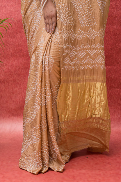 Gajji Biscuit Bandhej Saree