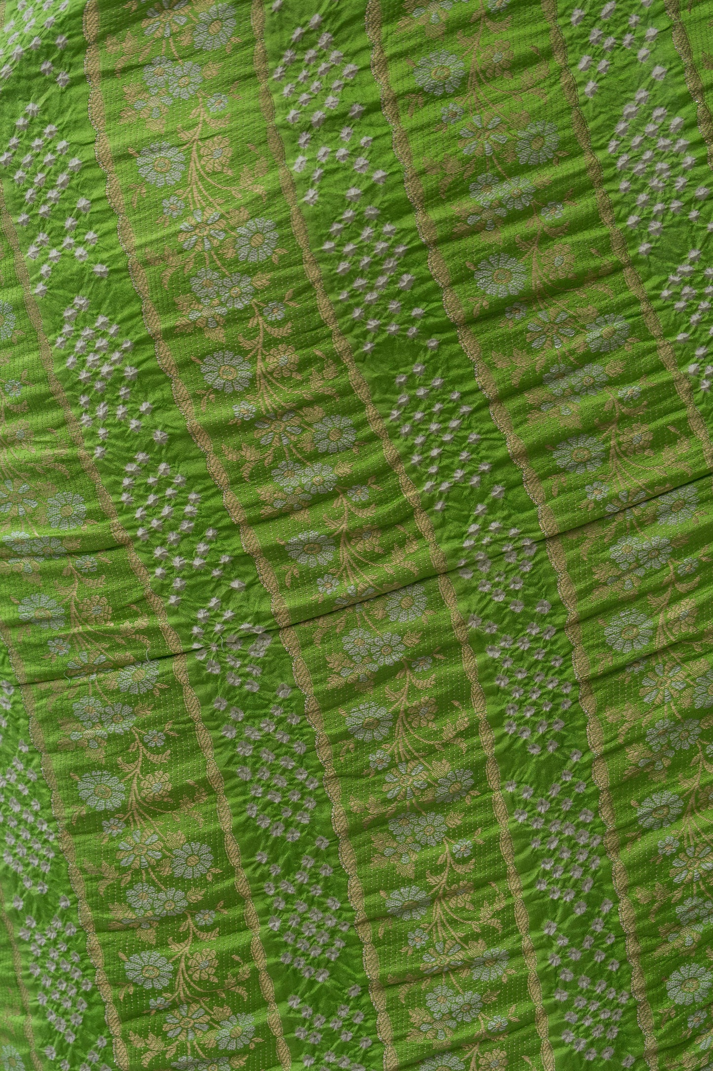 Chiniya Sona Rupa Stripes Bandhej Pastel Green Saree
